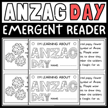 Preview of Anzac Day Mini Book for Emergent Readers - Anzac Day Reading Activities