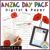 ANZAC Day Activities - Year 5 and Year 6 - Digital and Paper