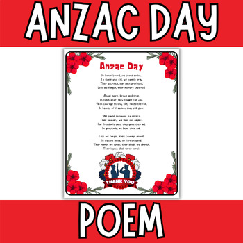 Preview of Anzac Day Poem ,  Memorial Day Poem, Remembrance Day War Poems