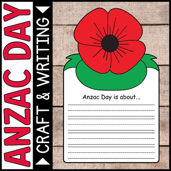 Preview of Anzac Day Poppy Craft and Writing • Anzac Day Craft • Anzac Day Writing Prompts