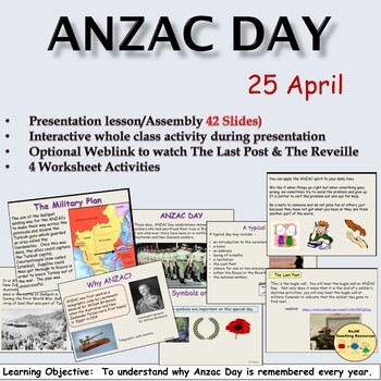 Preview of Anzac Day Presentation Assembly Lesson Worksheets