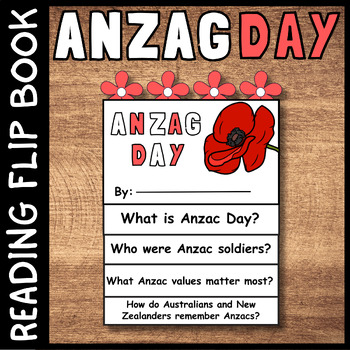 Preview of Anzac Day Reading Flip Book - Anzac Day Craft Activities  - Anzac Day Craft