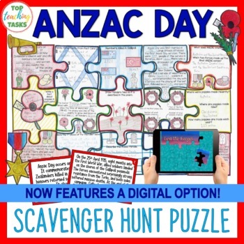 Preview of Anzac Day Activities Scavenger Hunt Puzzle NZ and Australia