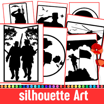 Preview of Veterans Day Silhouette Art Activity Templates - Día de los Caídos Silueta
