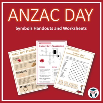 Preview of Anzac Day - Symbols Handouts/Posters and Worksheets