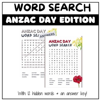 Preview of Anzac Day Word Search