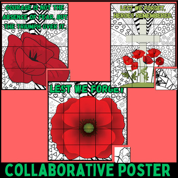 Preview of Anzac day Collaborative coloring poster BUNDLE | bulletin board ideas |