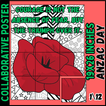 Preview of Anzac day Collaborative coloring poster | bulletin board ideas |