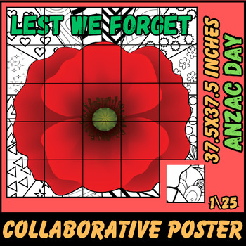 Preview of Anzac day Collaborative coloring poster | bulletin board ideas |