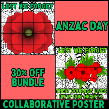 Preview of Anzac day Collaborative coloring poster bundle | bulletin board ideas |