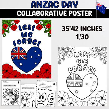 Preview of Anzac day art project, bulletin board, collaborative poster, coloring pages, V2