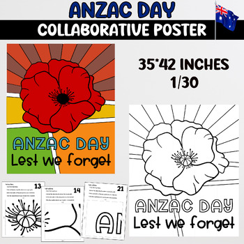 Preview of Anzac day art project, bulletin board, collaborative poster, coloring pages, V3