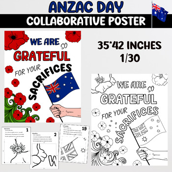 Preview of Anzac day art project, bulletin board, collaborative poster, coloring pages, V1