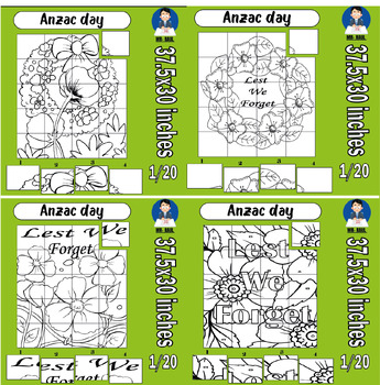 Preview of Anzac day collaborative poster art coloring pages/Bundle