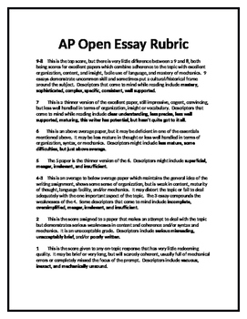 ap lit open ended essay rubric