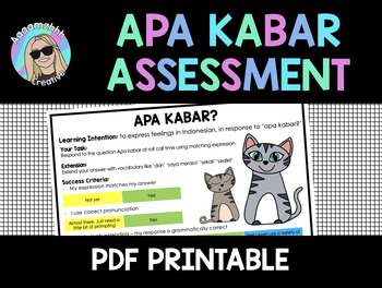 Preview of Apa kabar - Indonesian roll call assessment observation