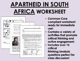 Apartheid in South Africa worksheet - Nelson Mandela - Glo