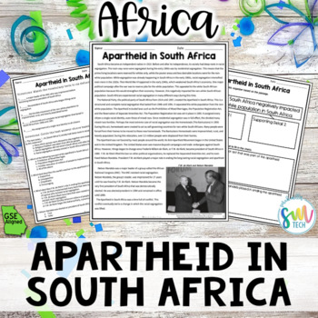 Preview of Apartheid in South Africa Reading (SS7H1, SS7H1c) GSE Aligned