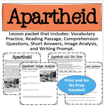Preview of Apartheid in South Africa: Reading and Activities (SS7H1)