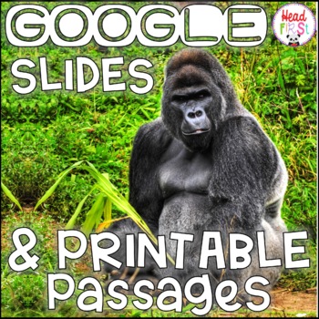 Preview of Apes NONFICTION GOOGLE SLIDES and PRINTABLE Passages and Activities
