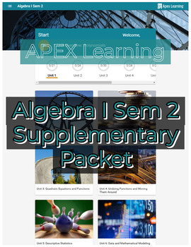 Preview of Apex Learning Algebra I Sem 2 Quiz-by-Quiz Study Packet