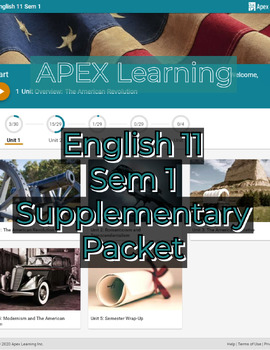 Preview of Apex Learning English 11 Sem 1 Quiz-by-Quiz Study Packet