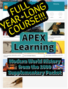 Preview of Apex Learning Modern World History FULL YEAR COURSE  Quiz-by-Quiz Study Packet