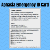 Aphasia Emergency ID Card