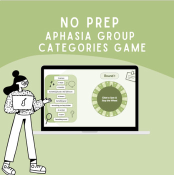 Preview of Aphasia Group Therapy: Word Category Spinner Game, Word Finding, No Prep, ESL