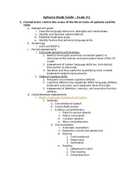 Preview of Aphasia Study Guide #2