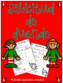 Solicitud de duende -Spanish Elf Application, *Editable ap