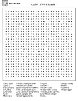 Apollo 12 Word Search by Northeast Education | Teachers Pay Teachers