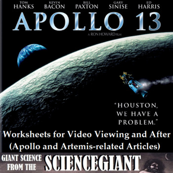 Preview of Apollo 13 video viewing worksheets and after activities