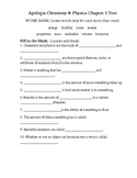 Apologia Chemistry & Physics Tests and Lesson Plan