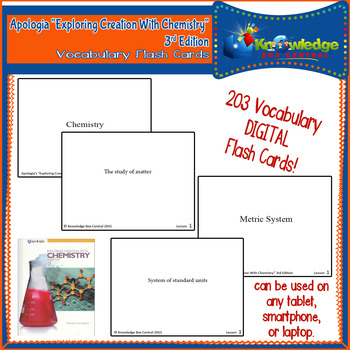 Preview of Apologia Expl Creat W/ Chemistry 3rd Ed Vocab Word Flash Cards TABLET