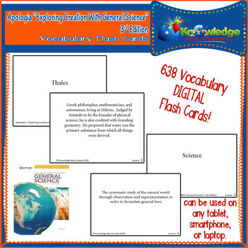 Preview of Apologia Exploring Creat W/ General Science 3rd Ed Vocab Word Flash Cards TABLET