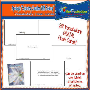 Preview of Apologia Exploring Creation w/ Botany Vocab Flash Cards TABLET