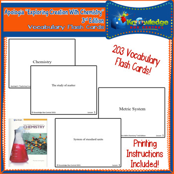 Preview of Apologia Exploring Creation w/ Chemistry 3rd Ed Vocab Word Flash Cards