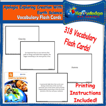Preview of Apologia Exploring Creation w/ Earth Science Vocabulary Flash Cards - EBOOK