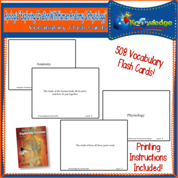 Preview of Apologia Exploring Creation with Human Anatomy & Physiology Vocab Flash Cards