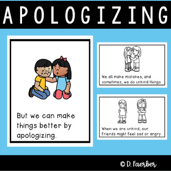 Preview of Apologizing Social Story - How to Say Sorry - Social Emotional Learning Book