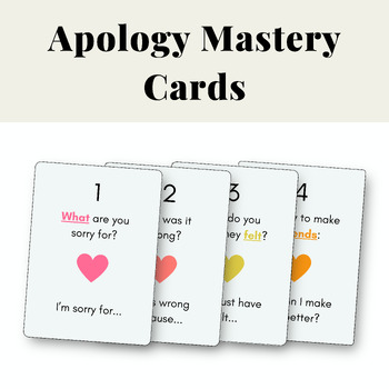 Preview of Apology Mastery Cards | How to Apologize Reference Cards | Conflict Resolution