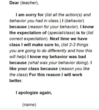Preview of Apology Note