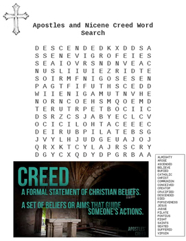 Preview of Apostles and Nicene Creed Catholic Word Search