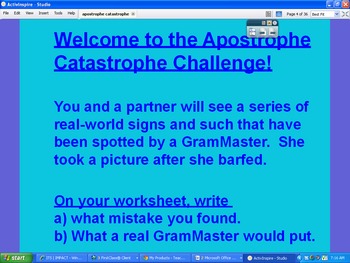 Preview of Apostrophe Catastrophe SMARTBoard Activity