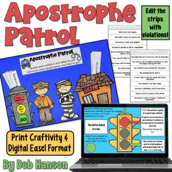 Preview of Apostrophe Patrol Craftivity: Edit Sentences with Apostrophe Errors