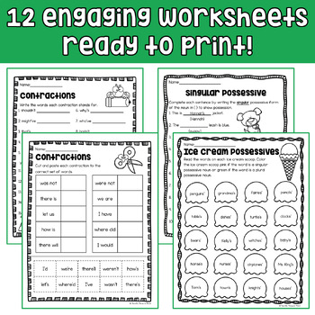 Apostrophe Printables: Worksheets for Contractions and Possessive Nouns