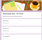 Apostrophe Quiz: Google Forms With Answer Key