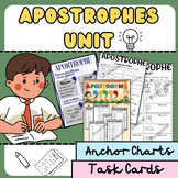 Apostrophe Unit: Worksheets, Anchor charts, Task cards and More!