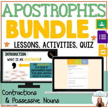 Preview of Apostrophe Usage BUNDLE! Interactive Unit & Assessment | Google Slides & Forms
